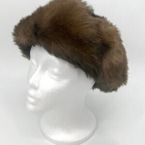 Vintage 60s Womens Faux Mink Fur Pillbox Hat Lined Fascinator